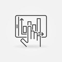 Hand and Tablet with Graph outline vector concept icon or design element