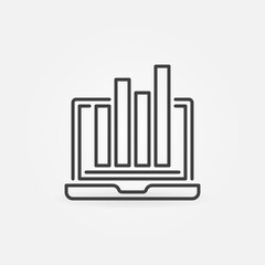 Laptop with Bar Chart outline vector Analytics concept icon or design element