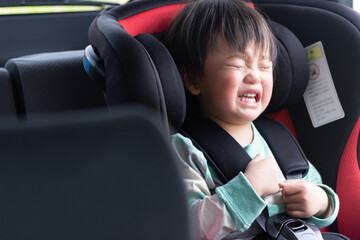 チャイルドシートに座る子供