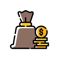 money bag icon in filled line style. vector illustration for graphic designer, website, UI isolated on white background. EPS 10