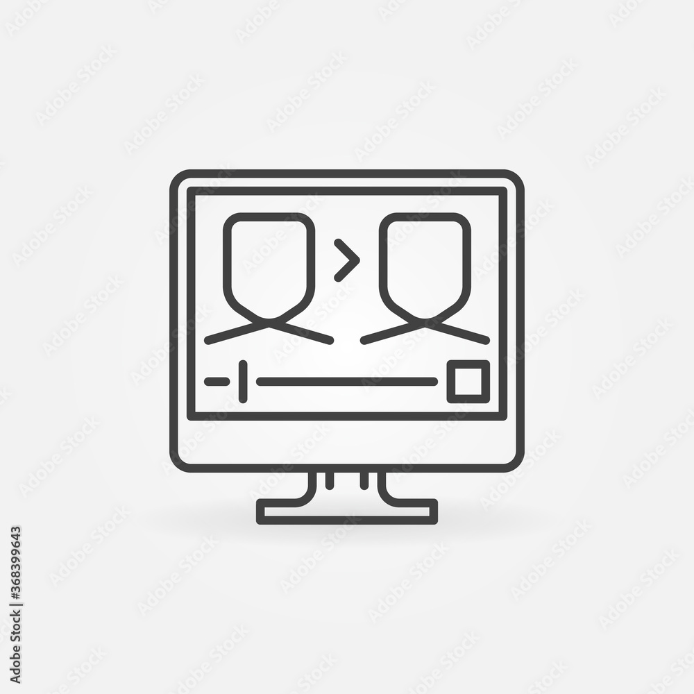Poster deepfakes or deep fakes online vector concept icon or symbol in thin line style