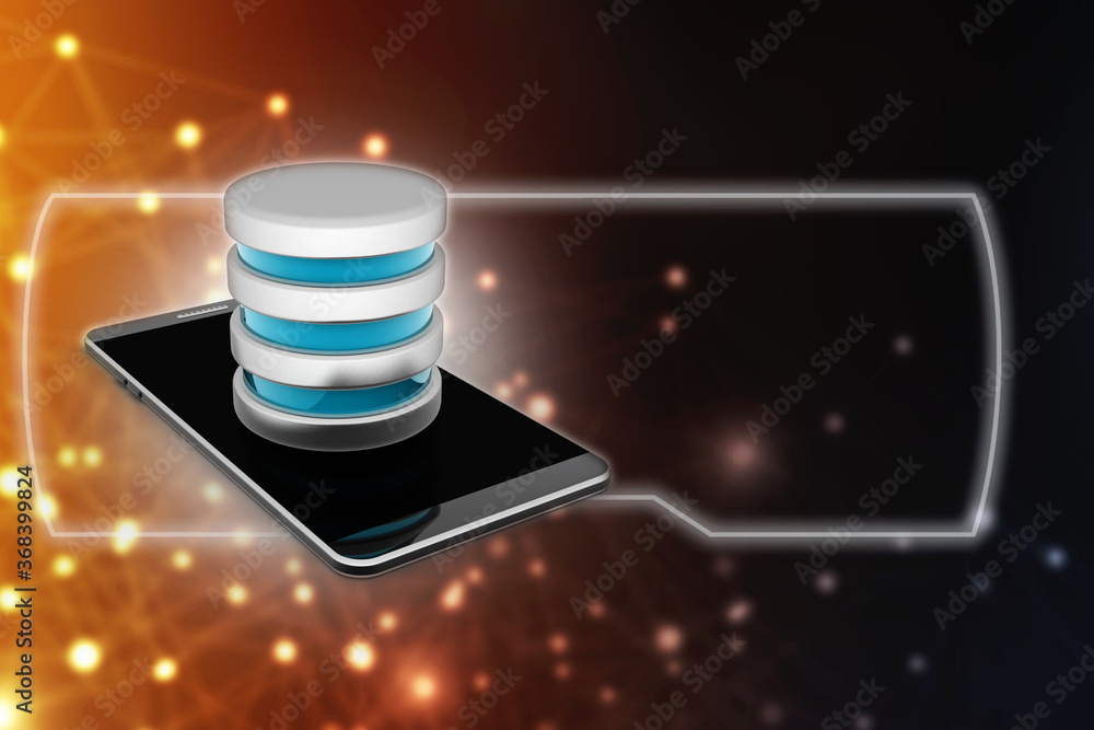 Poster 3d rendering mobile phone data