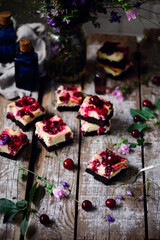 Cherry cheesecake swirl brownies.style rustic