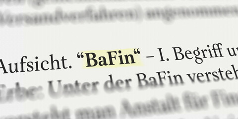 Finanzaufsicht und Bafin im Buch mit Textmarker markiert