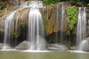 Erawan waterfall in the Erawan National Park, Thailand, Asia