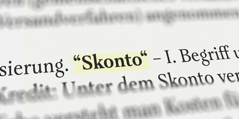 Skonto im Buch mit Textmarker markiert