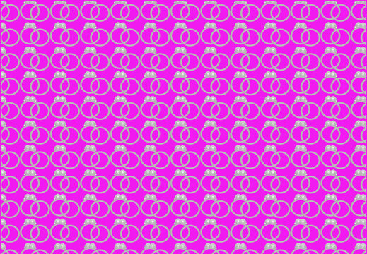A repeating pattern of silver wedding rings on a pink background. Sample. Template. Use for fabric prints, greeting cards, wrapping paper, posters, wallpapers 
