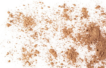Cinnamon powder isolated on white background, top view