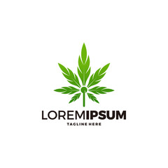 cannabis leaf logo design vector template