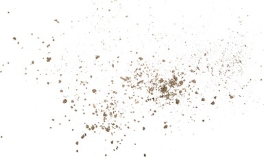 Fototapeta na wymiar Soil dust pile isolated on white background, top view