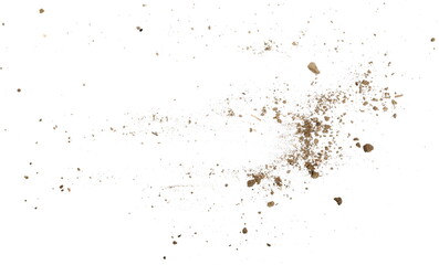 Fototapeta na wymiar Soil dust pile isolated on white background, top view