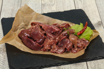 Raw chicken liver ready for cooking