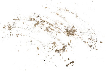 Soil dust pile isolated on white background, top view