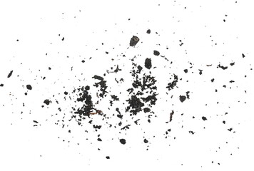 Dirt dust pile texture isolated on white background, top view 