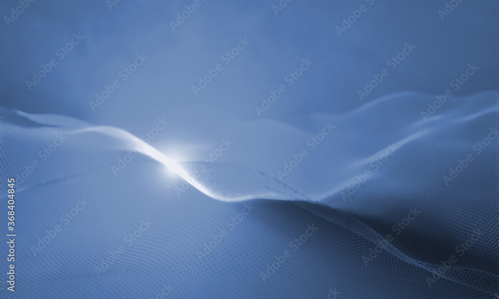Poster 3d rendering of abstract dot waves. concept for big data, high technology background, machine learni