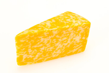 Marble cheese  triangle over wooden