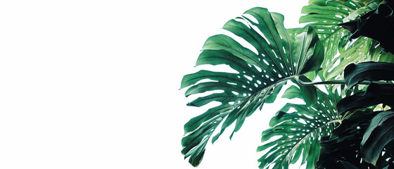 Tropical leaves pattern foliage plant bush Monstera (Monstera deliciosa) nature frame layout on...