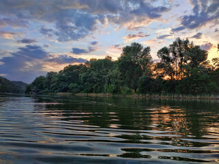 Fototapeta na wymiar Seversky Donets river in the evening in the middle of summer