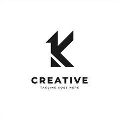 Initial letter K monogram logo, black color on white background