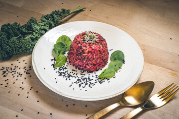 Rice with fresh organic beet