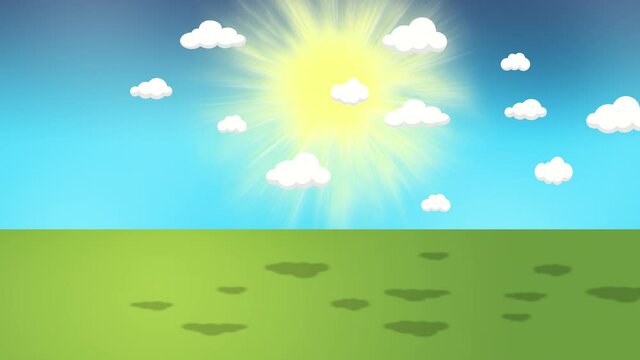 Summer video animation with sun and clouds