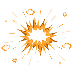 Retro burst icon vector illustration. Explosion effect. Orange pop art flat style illustration.