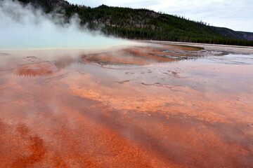 Abstract, like a hot lava Orange geyser in a Yellowstone national park. Grand Prismatic Spring