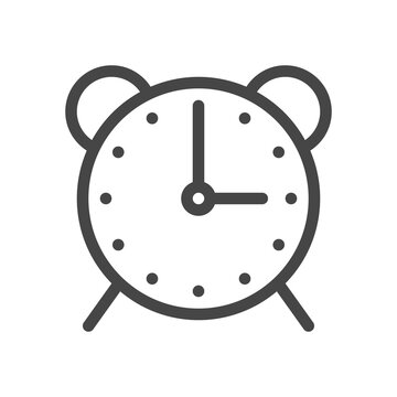 Alarm clock icon in thin line style isolated on white background. Vector illustration.