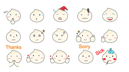 Fototapeta premium cute emoji, steamed dumpling cute emoji expression 