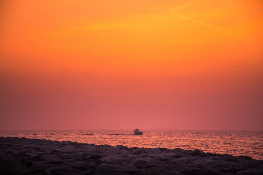 Sunset photography, beautiful sunset view from Palm Jumeirah Dubai,  Travel concept image