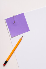 Blank paper memo with clip on white background
