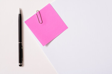 Blank paper memo with clip on white background
