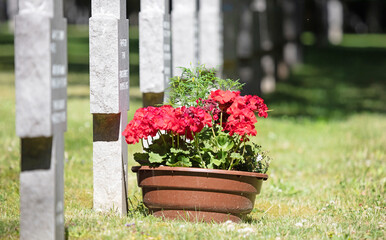 Luxembourg, Luxembourg on July 21, 2020; Grave in the Sandweiler German war Cemetery in Luxembourg