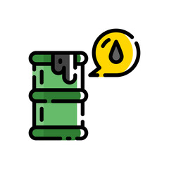 filled line style icon of oil barrel. vector illustration for graphic design, website, UI isolated on white background. EPS 10
