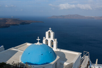 Fototapeta na wymiar Streets Churches and buildings in Santorini island