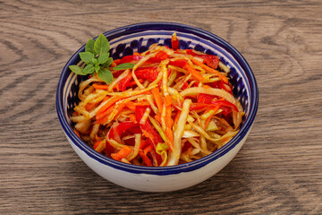 Cabbage salad with carrot and pepper