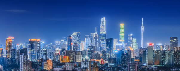 Guangzhou skyline from Baiyun moutain top - obrazy, fototapety, plakaty