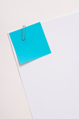 Blank paper memo with clip on white background
