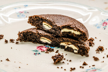 Van Stapele Cookie with White Chocolate in Plate Ready to Serve and Eat.