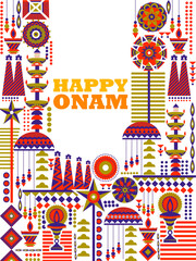 vector illustration of Happy Onam background for Festival of South India Kerala