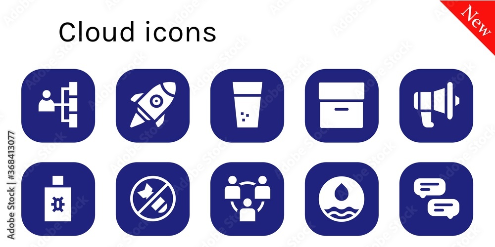 Poster cloud icon set