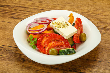 Traditional Greek salad with feta cheese