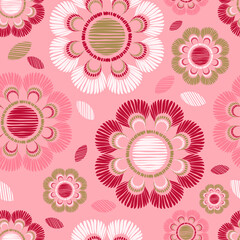 Embroidery of spring and summer flowers. Wedding. Seamless pattern. Illustration for web design or print. - 368414031