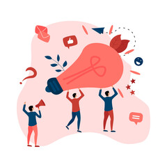 Creativity business idea concepts with big bulb. Vector illustration.