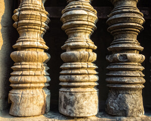 Carved balusters at Angkor Wat - Siem Reap, Cambodia