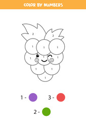 Color cute kawaii grape by numbers. Game for kids.