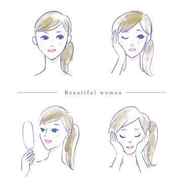 美容系女性イラスト
