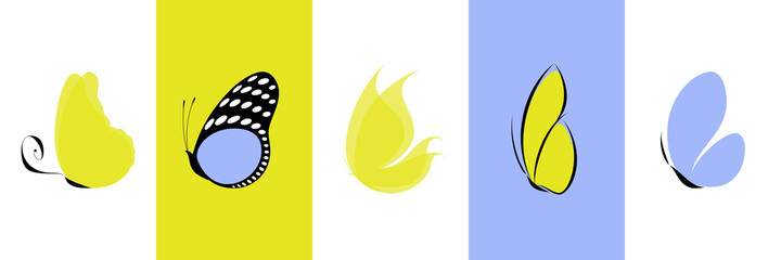 Elegant butterflies. Vector design elements for greeting card, wedding invitation or wall art