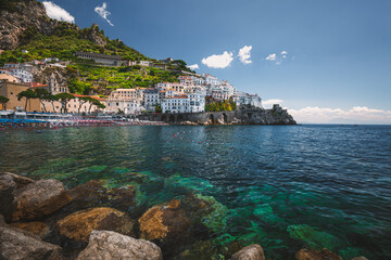 Naklejka premium Beautiful Amalfi town in Amalfi Coast, Italy
