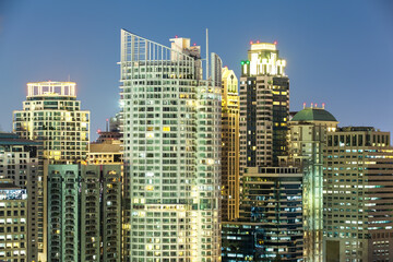 Bangkok Cityscape, Business district with high building at dusk